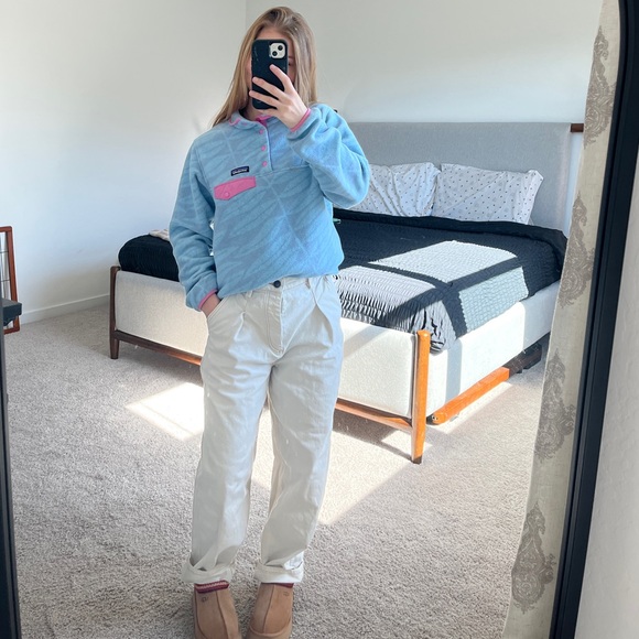 Patagonia Synchilla Sweatshirt Pullover Eucalyptus Fronds Berlin Blue Pink - Picture 1 of 9